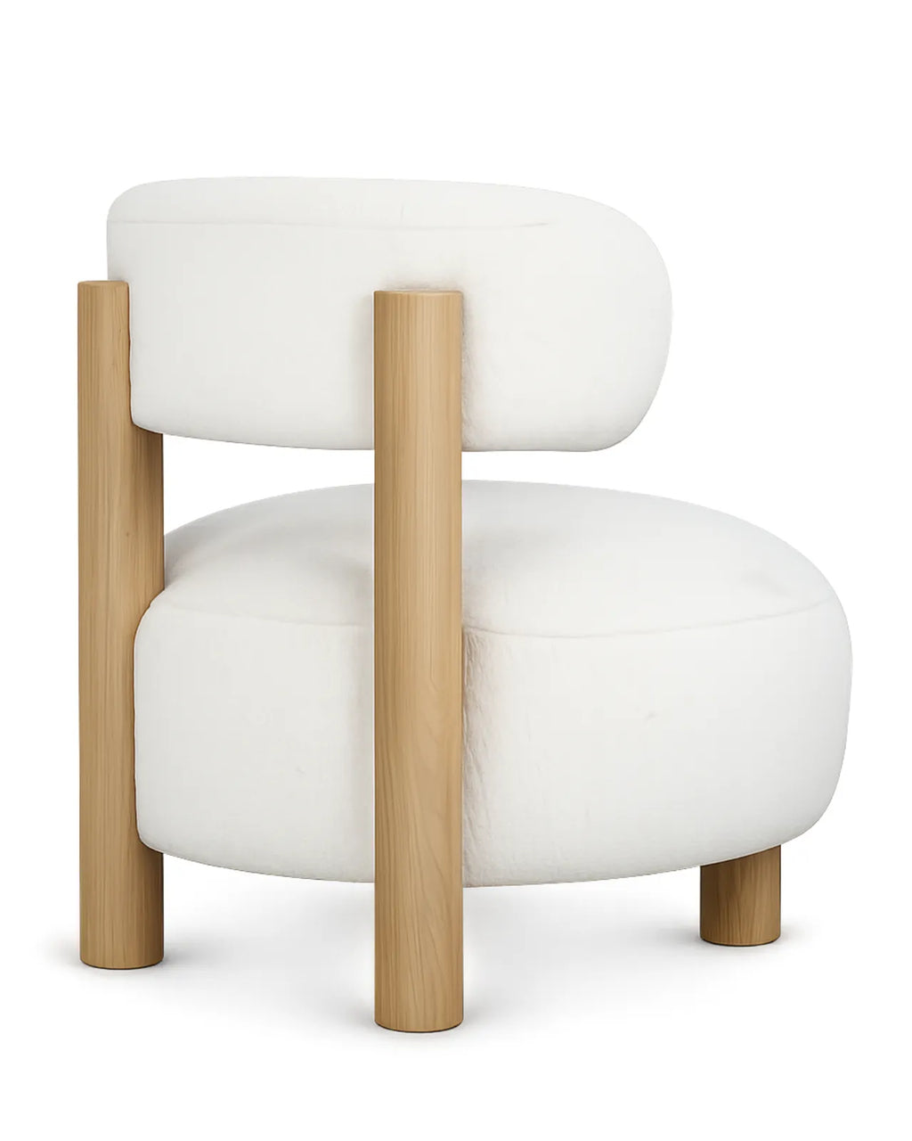 Selvora Bouclé Accent Lounge Chair Oak Wood