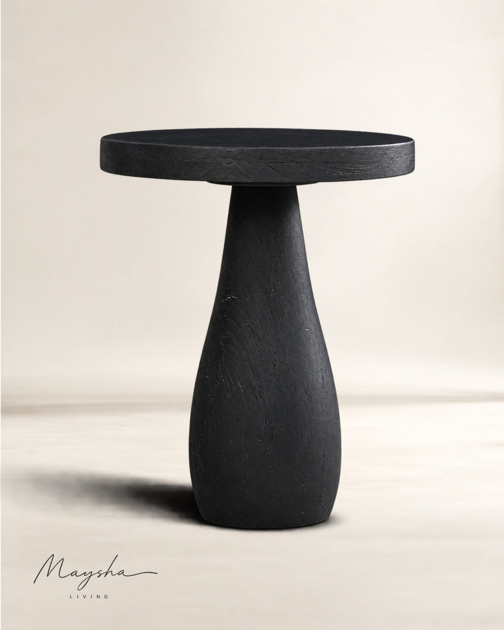 Kaelox Solid Wood Sculptural Pedestal Side Table