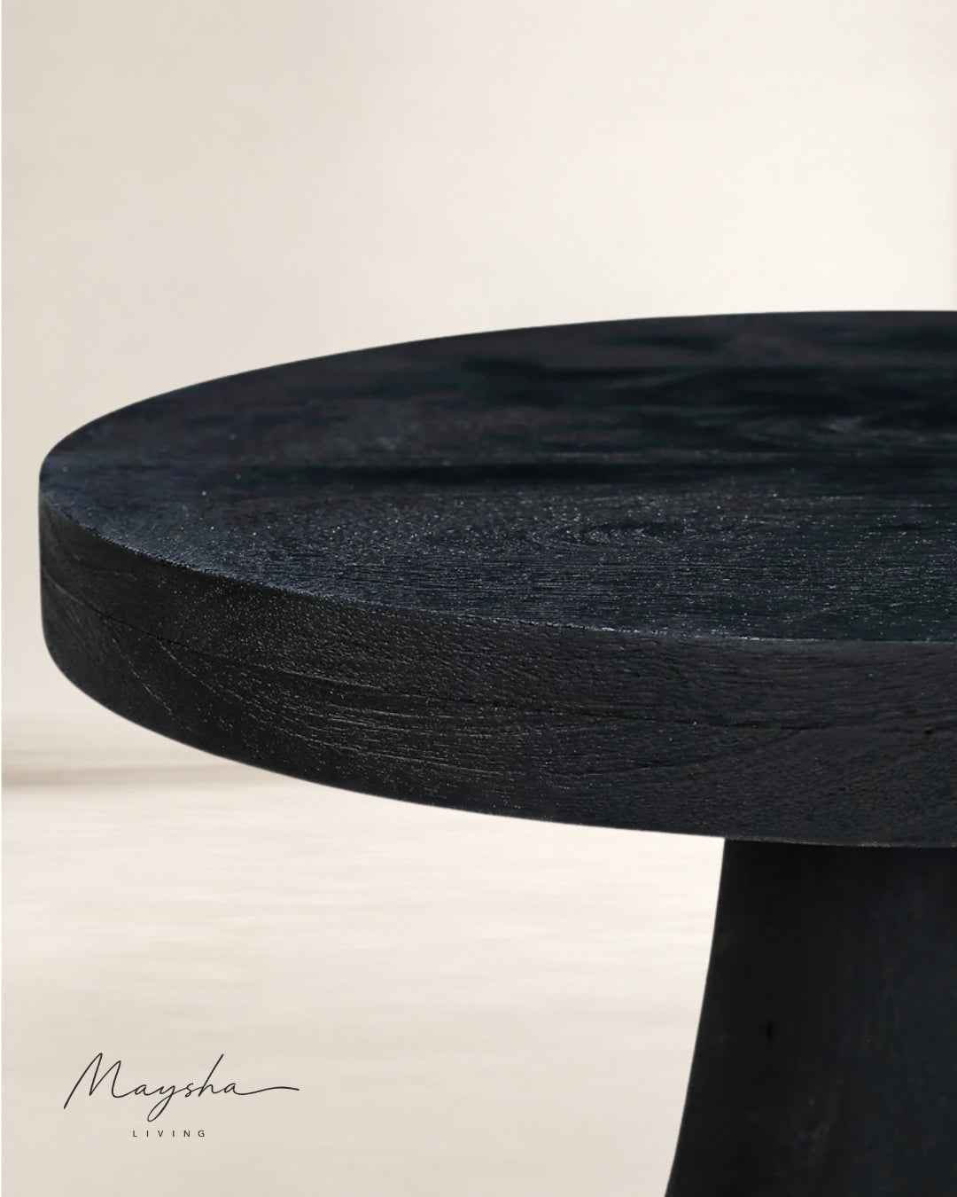 Kaelox Solid Wood Sculptural Pedestal Side Table