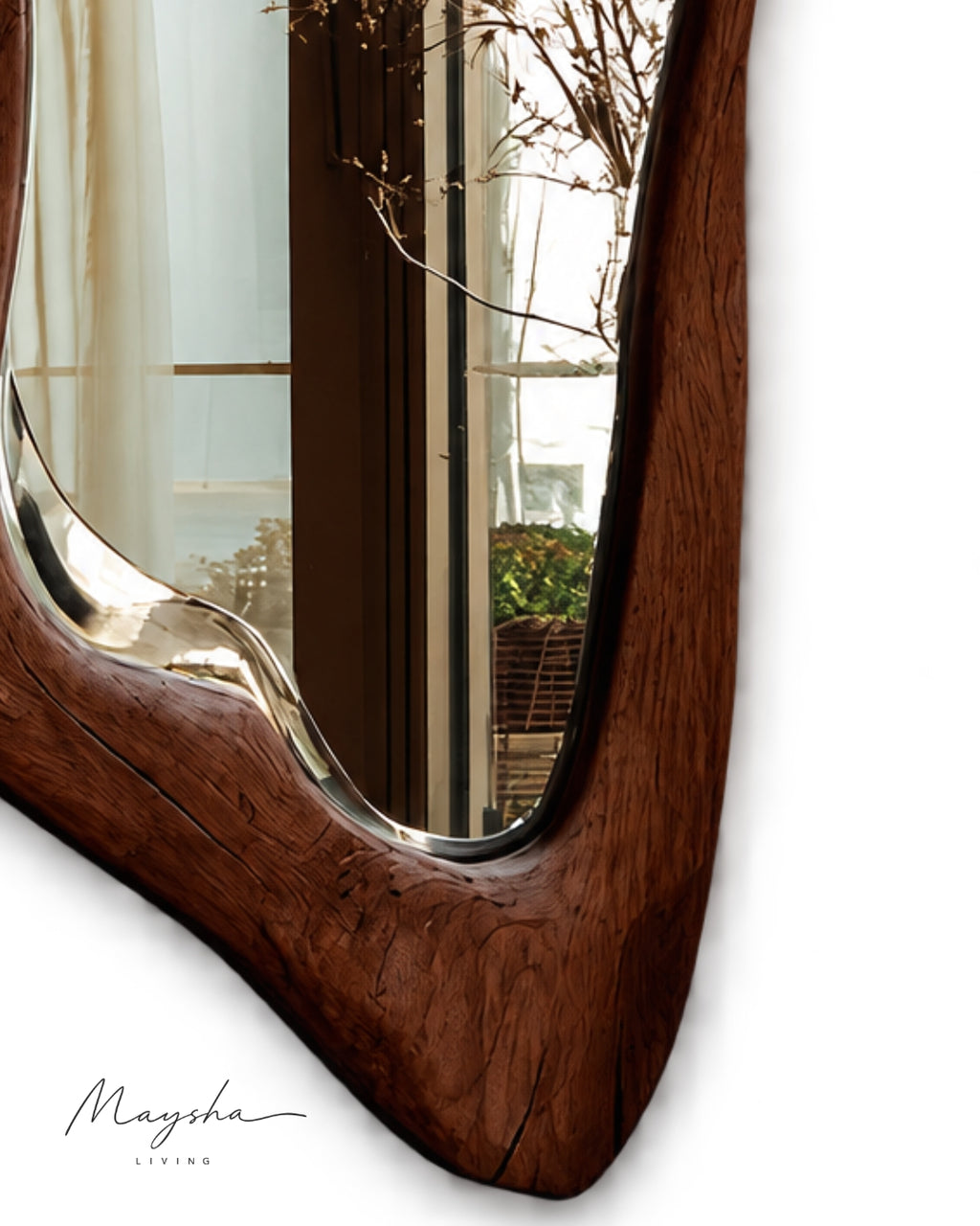 RIVENNA Live Edge Organic Freeform Solid Wood Wall Mirror