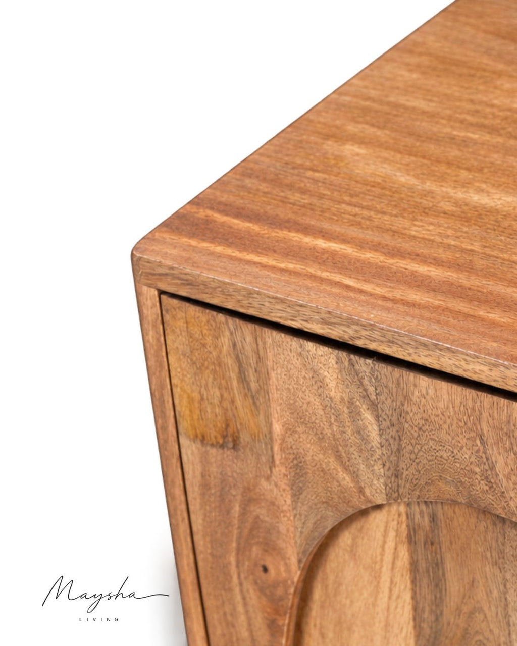 Arcavelle Solid Wood 4-Door Sideboard with Carved Arch Panels and Brass-Finish Handles