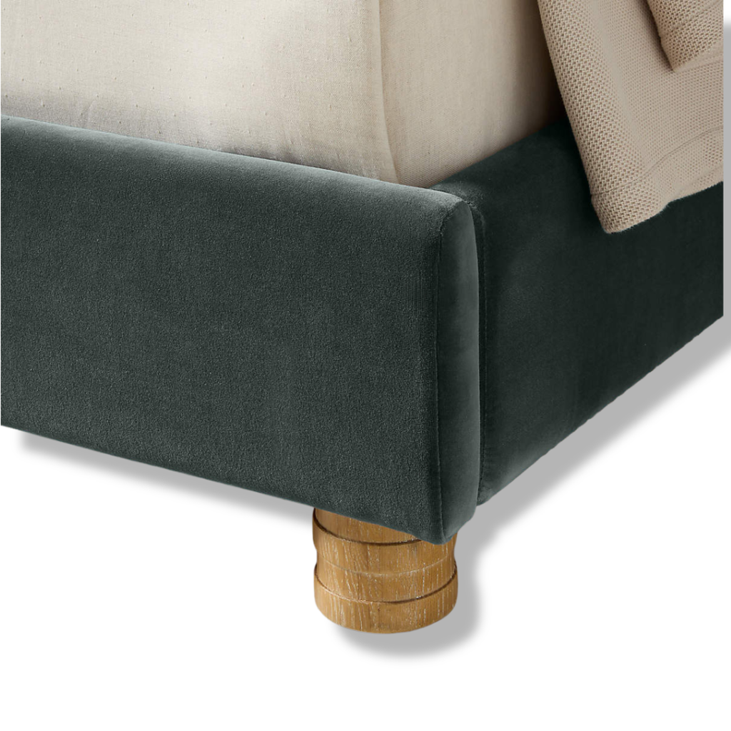 Orivelle Shelter Headboard Fabric Bed - Slate Teal Velvet