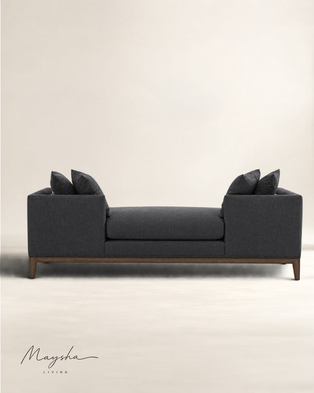Kaeloria Handcrafted Velvet Two-Arm Chaise sofa