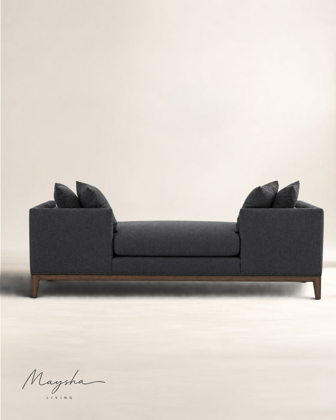 Kaeloria Handcrafted Velvet Two-Arm Chaise sofa