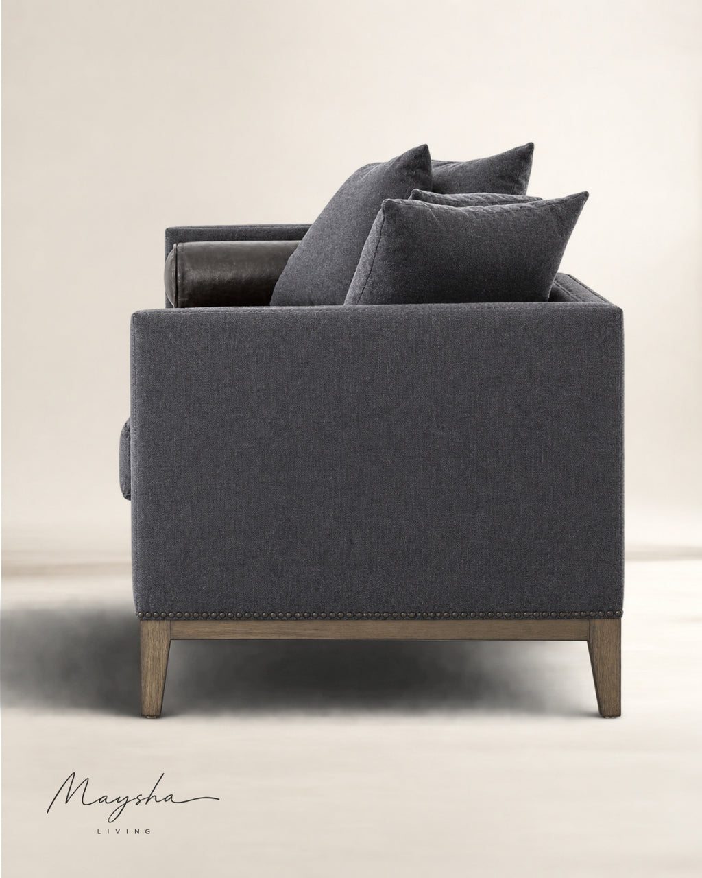 Kaeloria Handcrafted Velvet Two-Arm Chaise sofa