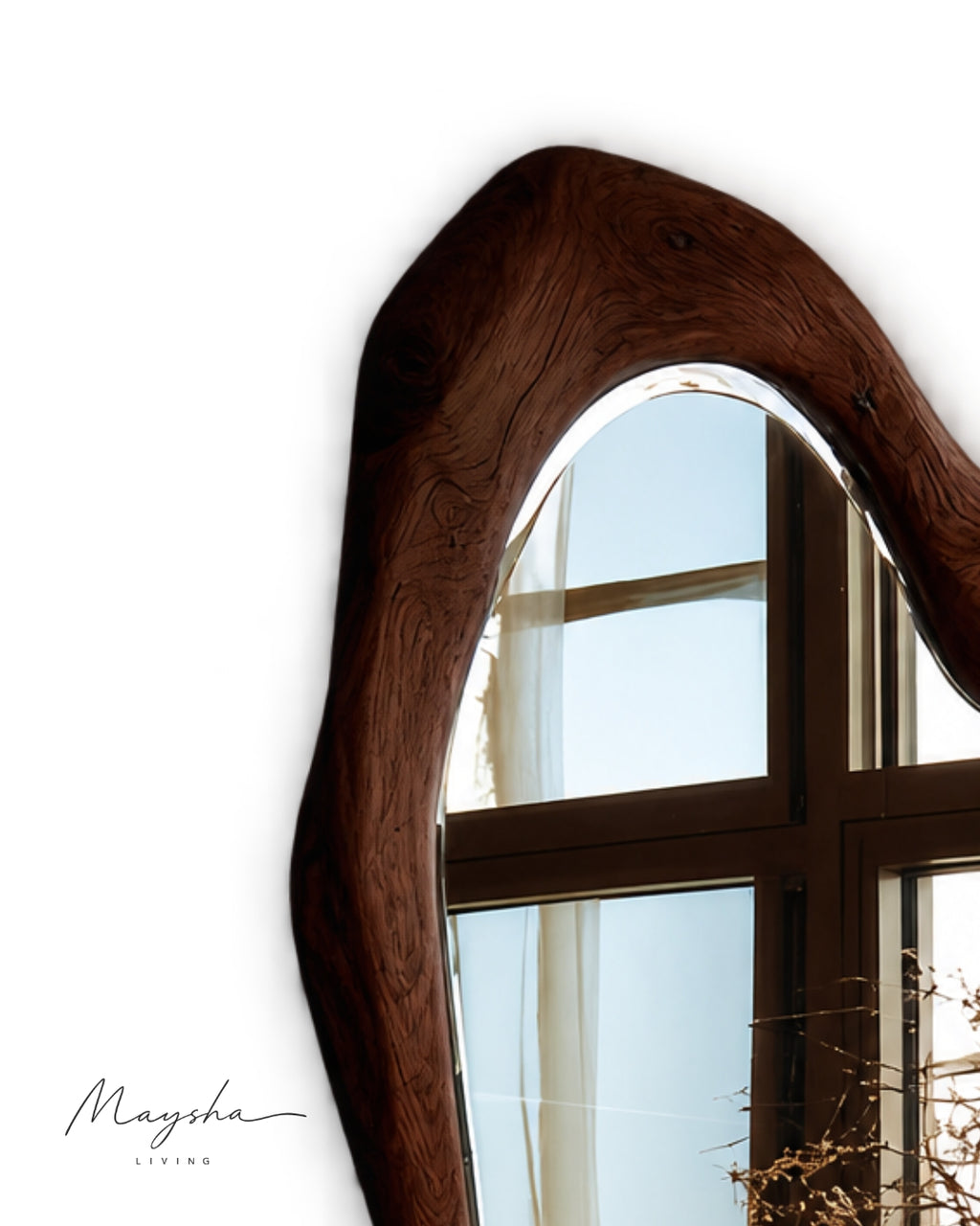 RIVENNA Live Edge Organic Freeform Solid Wood Wall Mirror