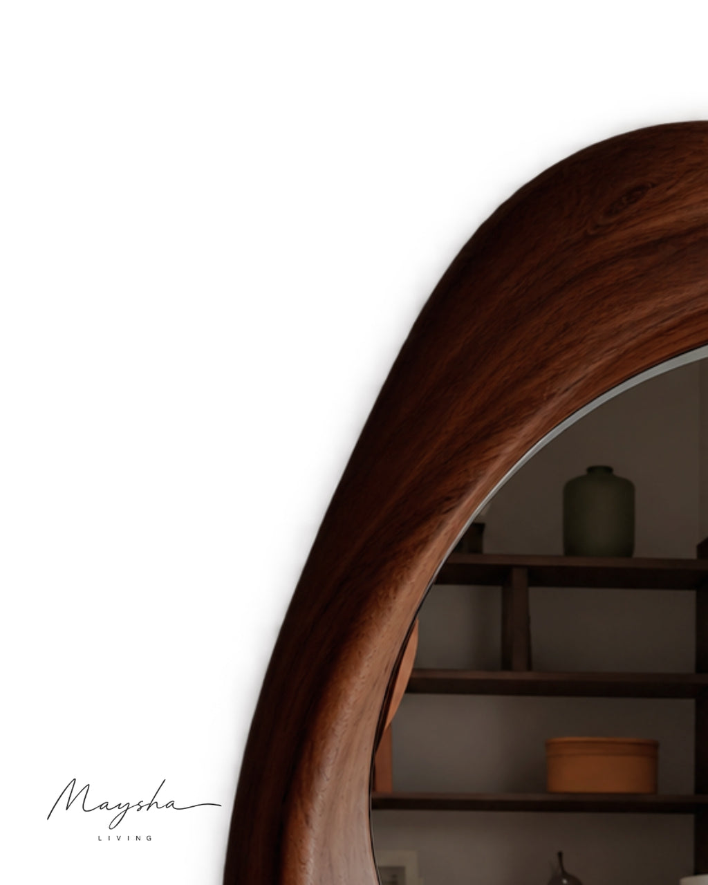 SERENVALE Organic Rounded Solid Wood Wall Mirror