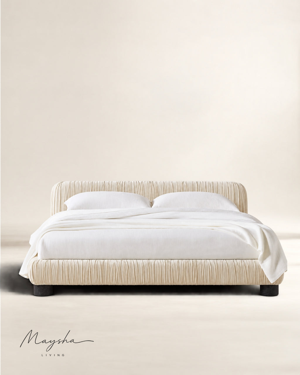 STRIOVA Ruched Velvet Low-Profile Bed