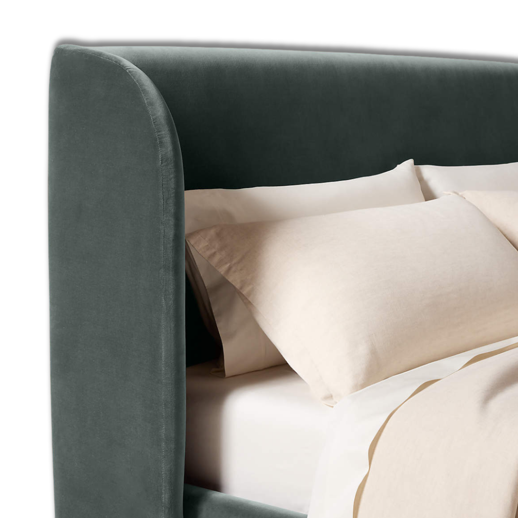 Orivelle Shelter Headboard Fabric Bed - Slate Teal Velvet