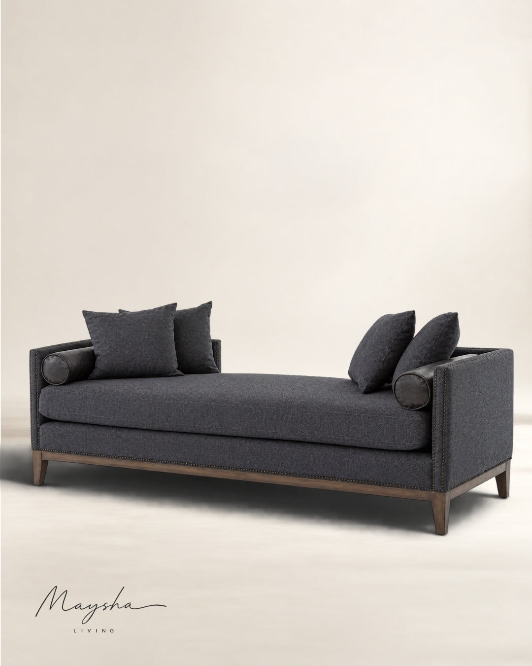 Kaeloria Handcrafted Velvet Two-Arm Chaise sofa