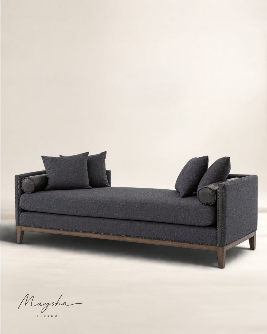 Kaeloria Handcrafted Velvet Two-Arm Chaise sofa