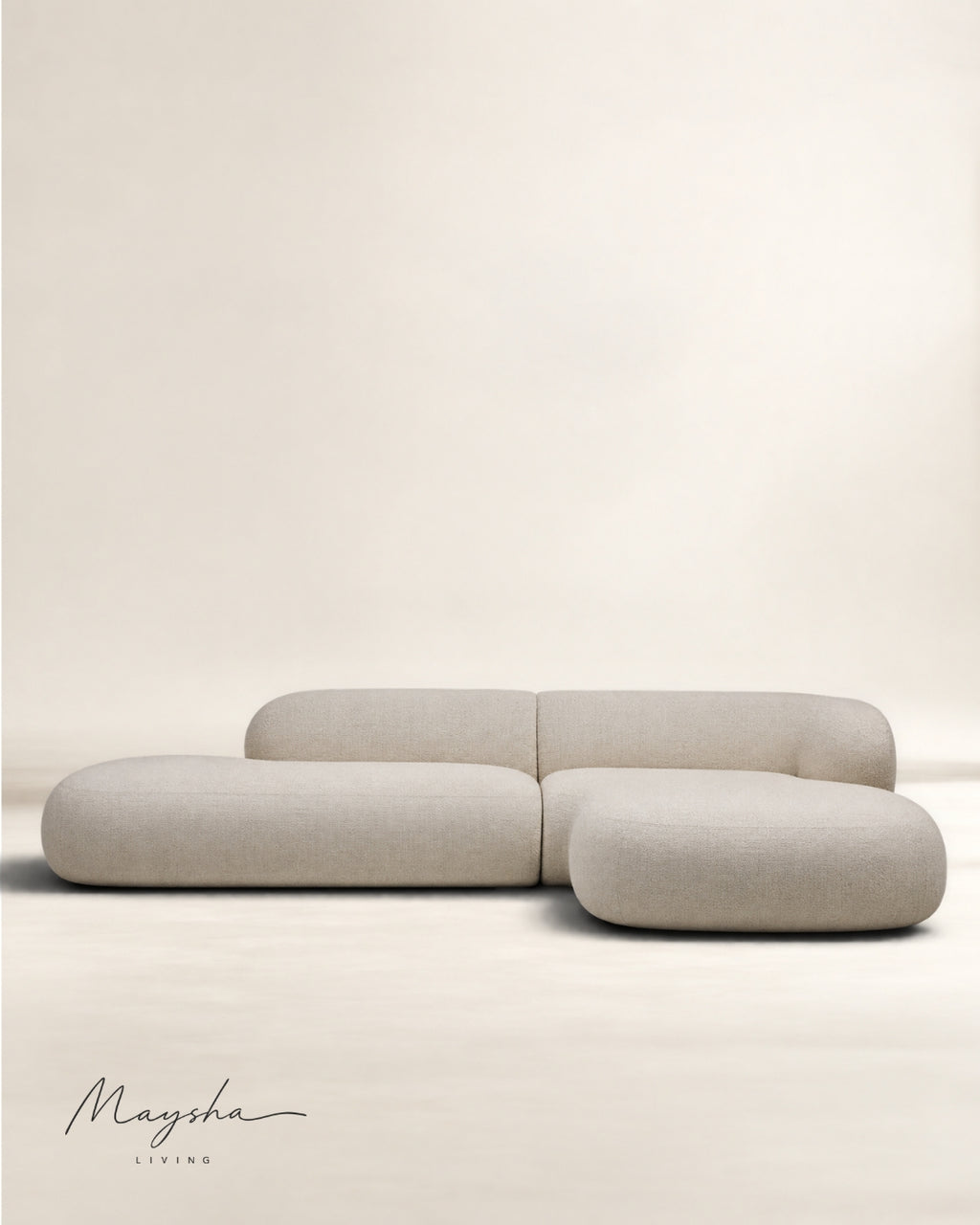 Morvante Handcrafted Solid Wood & Bouclé Curved Sectional Sofa