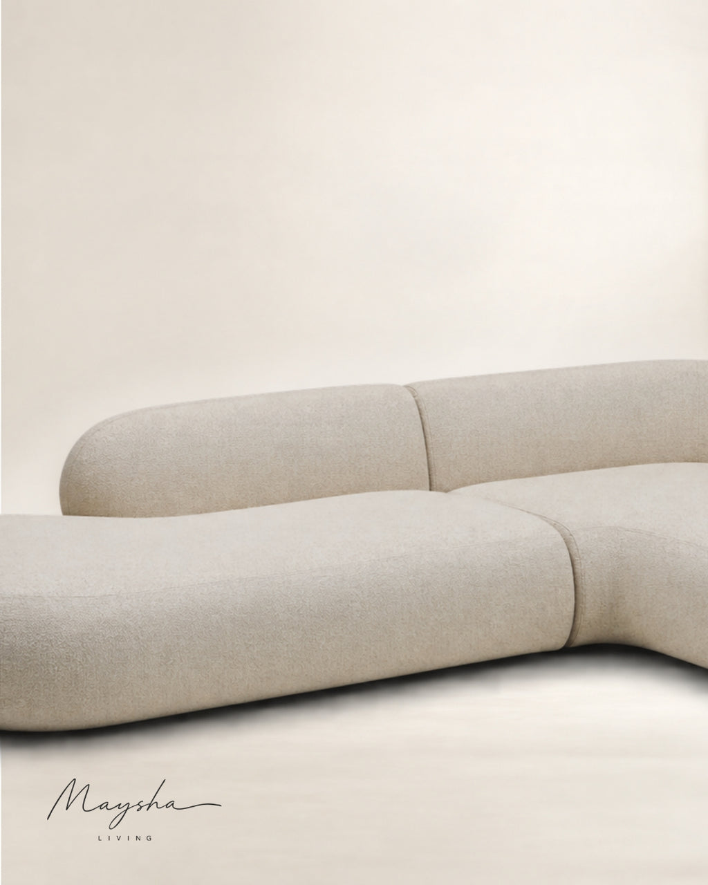 Morvante Handcrafted Solid Wood & Bouclé Curved Sectional Sofa