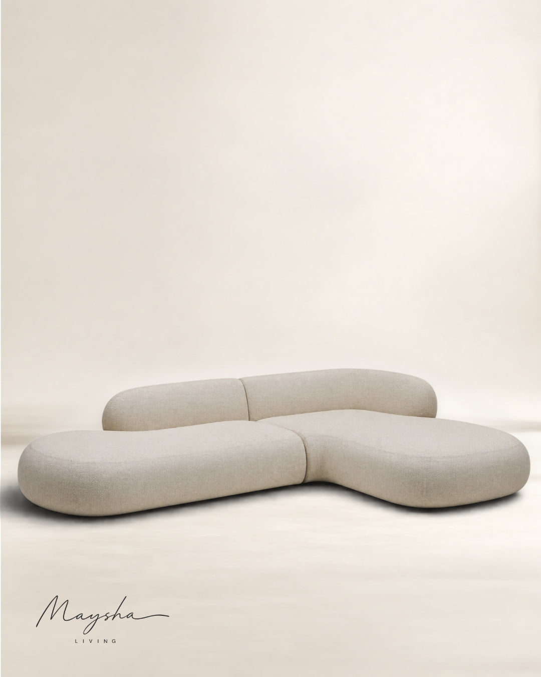 Morvante Handcrafted Solid Wood & Bouclé Curved Sectional Sofa
