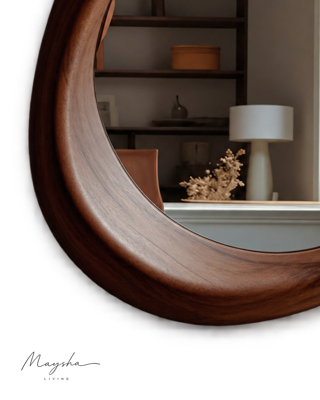 SERENVALE Organic Rounded Solid Wood Wall Mirror