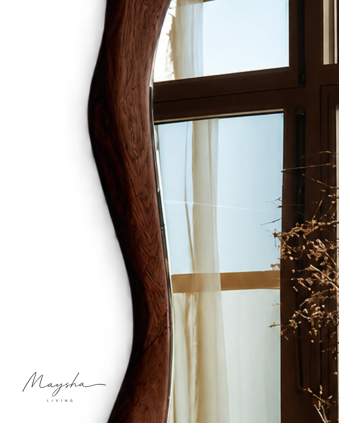 RIVENNA Live Edge Organic Freeform Solid Wood Wall Mirror