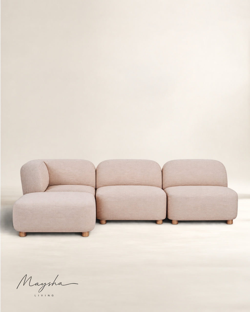 Baxvoria Handcrafted 4-Piece Modular Sectional Sofa in Oatmeal Beige