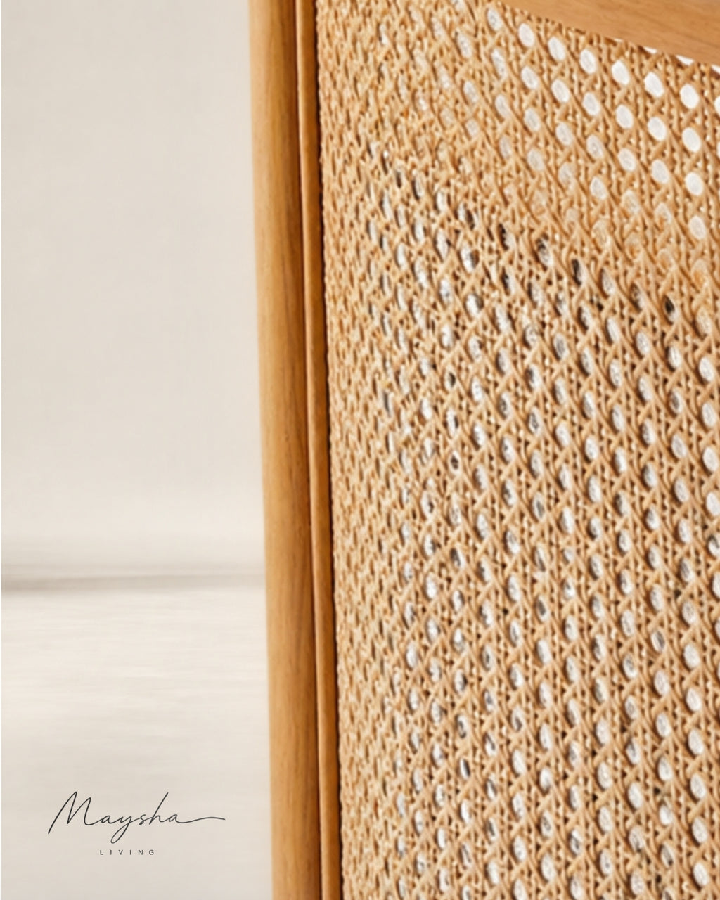 Elysia Handcrafted Solid Wood, Rattan & Velvet 1-Seater Lounge Chair