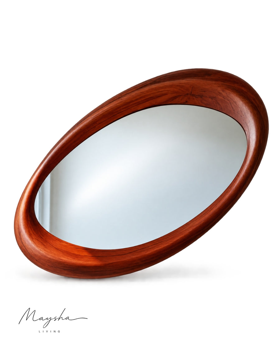 SOLVENNE Elliptical Solid Wood Wall Mirror