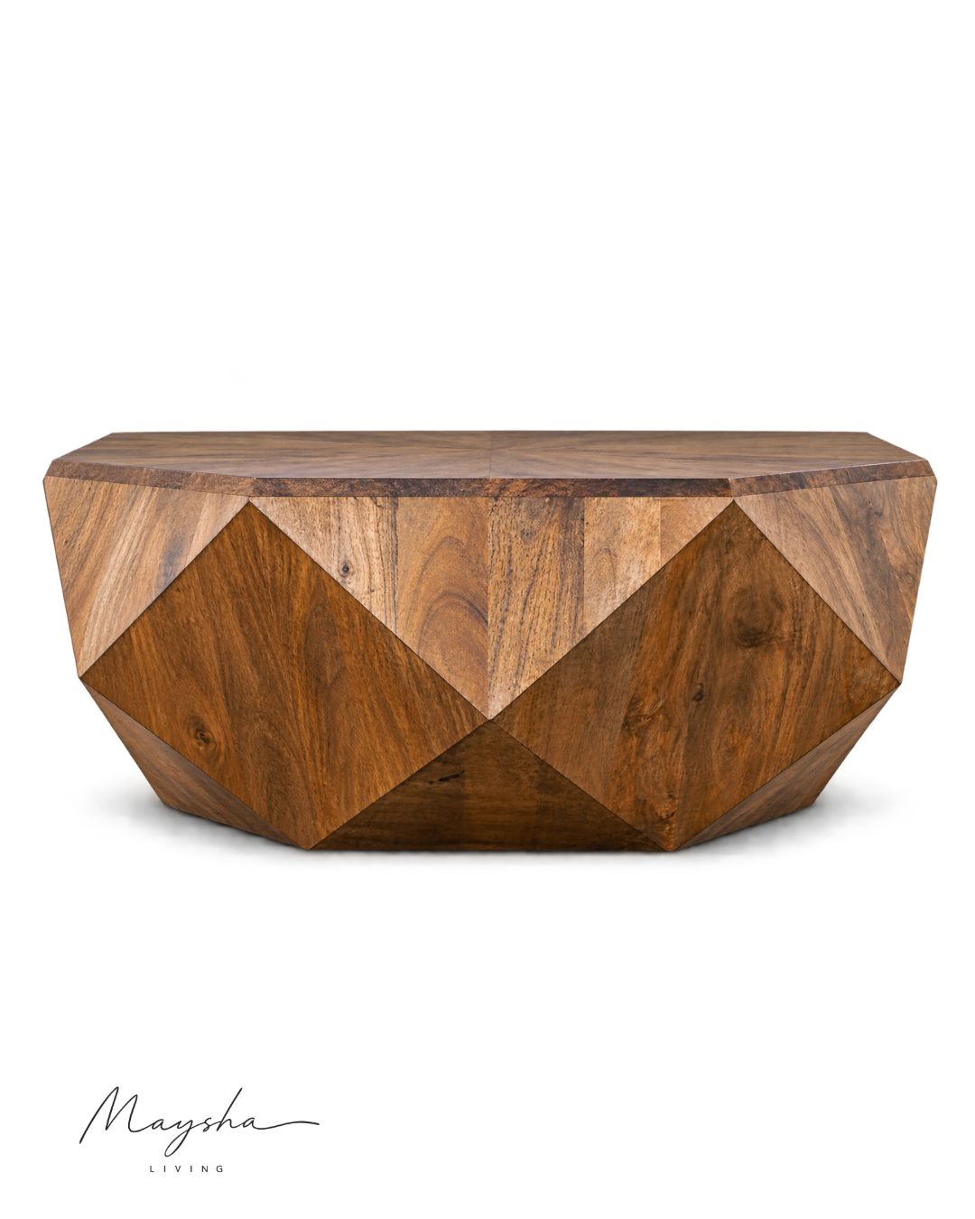 Zenvora Solid Wood Geometric Coffee Table
