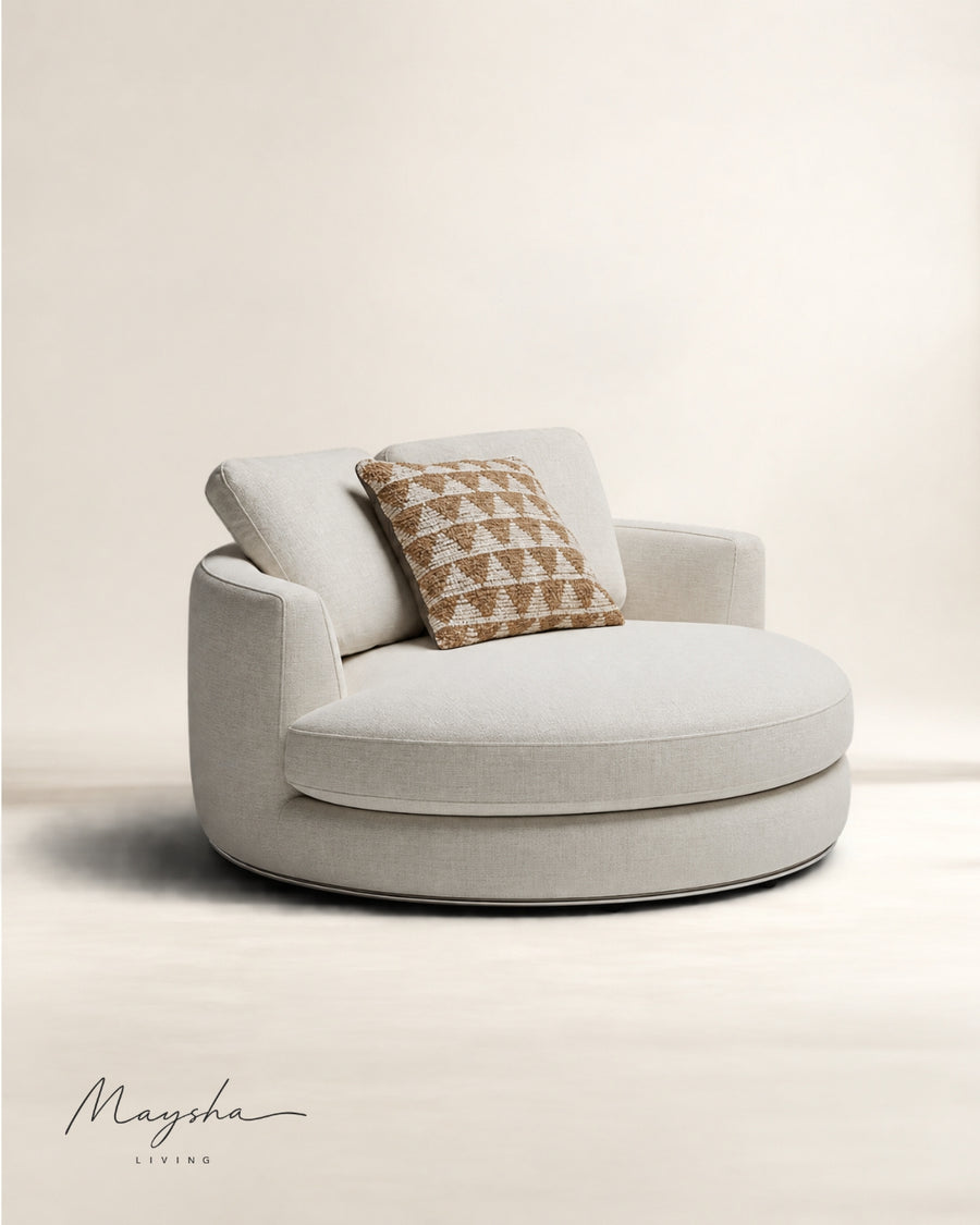 Tharvona Handcrafted Solid Wood & Polycotton Nest Lounge Chair