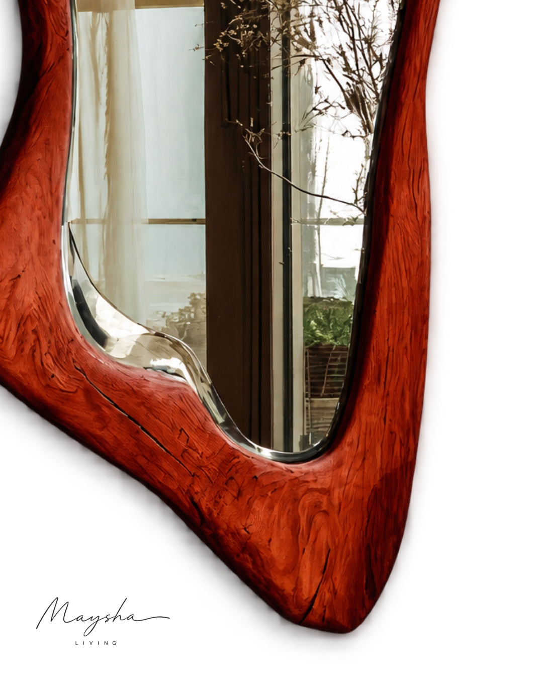 RIVENNA Live Edge Organic Freeform Solid Wood Wall Mirror