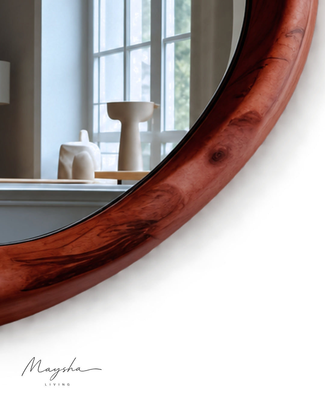 SERENVALE Organic Rounded Solid Wood Wall Mirror