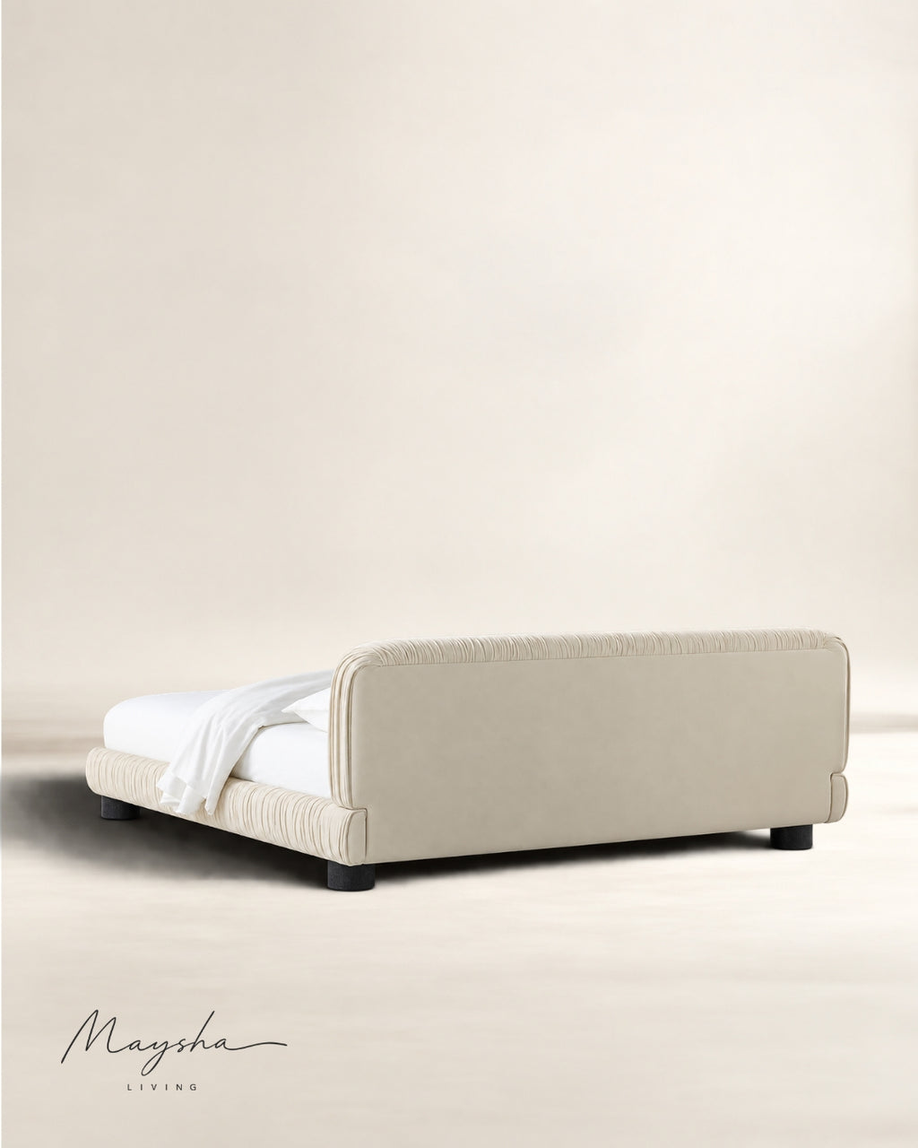 STRIOVA Ruched Velvet Low-Profile Bed