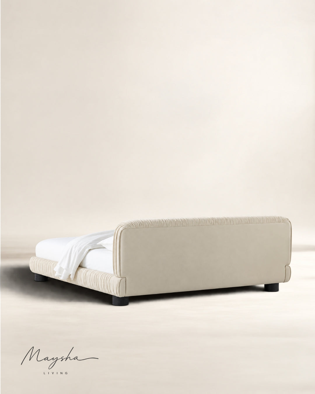 STRIOVA Ruched Velvet Low-Profile Bed