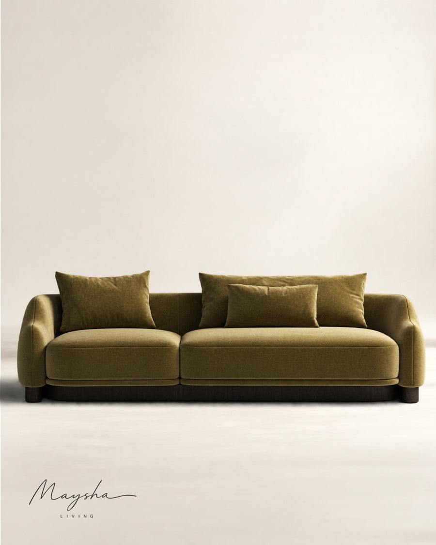 Zolvric Handcrafted Solid Wood 3-Seater Silhouette Sofa