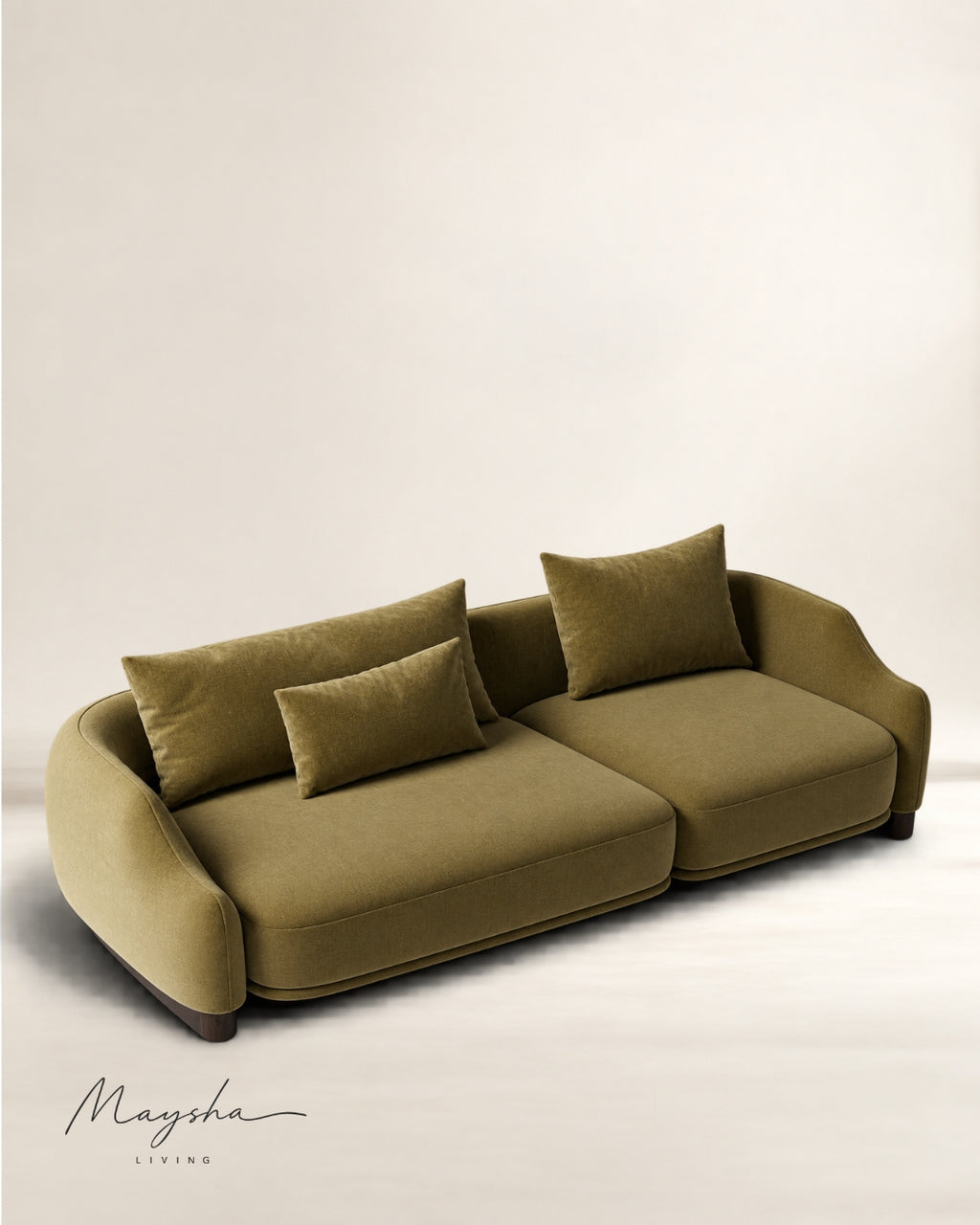 Zolvric Handcrafted Solid Wood 3-Seater Silhouette Sofa