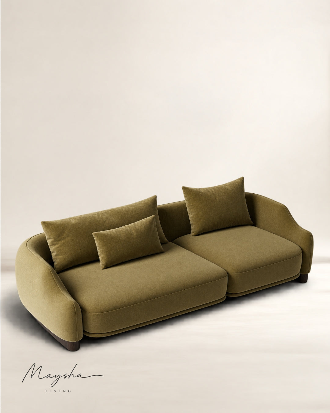 Zolvric Handcrafted Solid Wood 3-Seater Silhouette Sofa