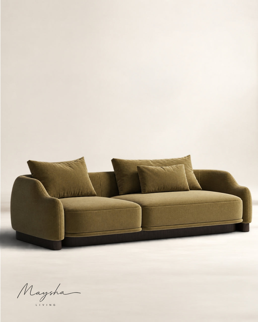 Zolvric Handcrafted Solid Wood 3-Seater Silhouette Sofa