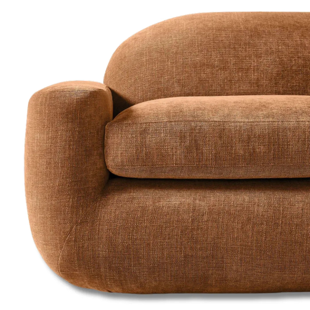 Roventa Terracotta Curved 3-Seater Sofa