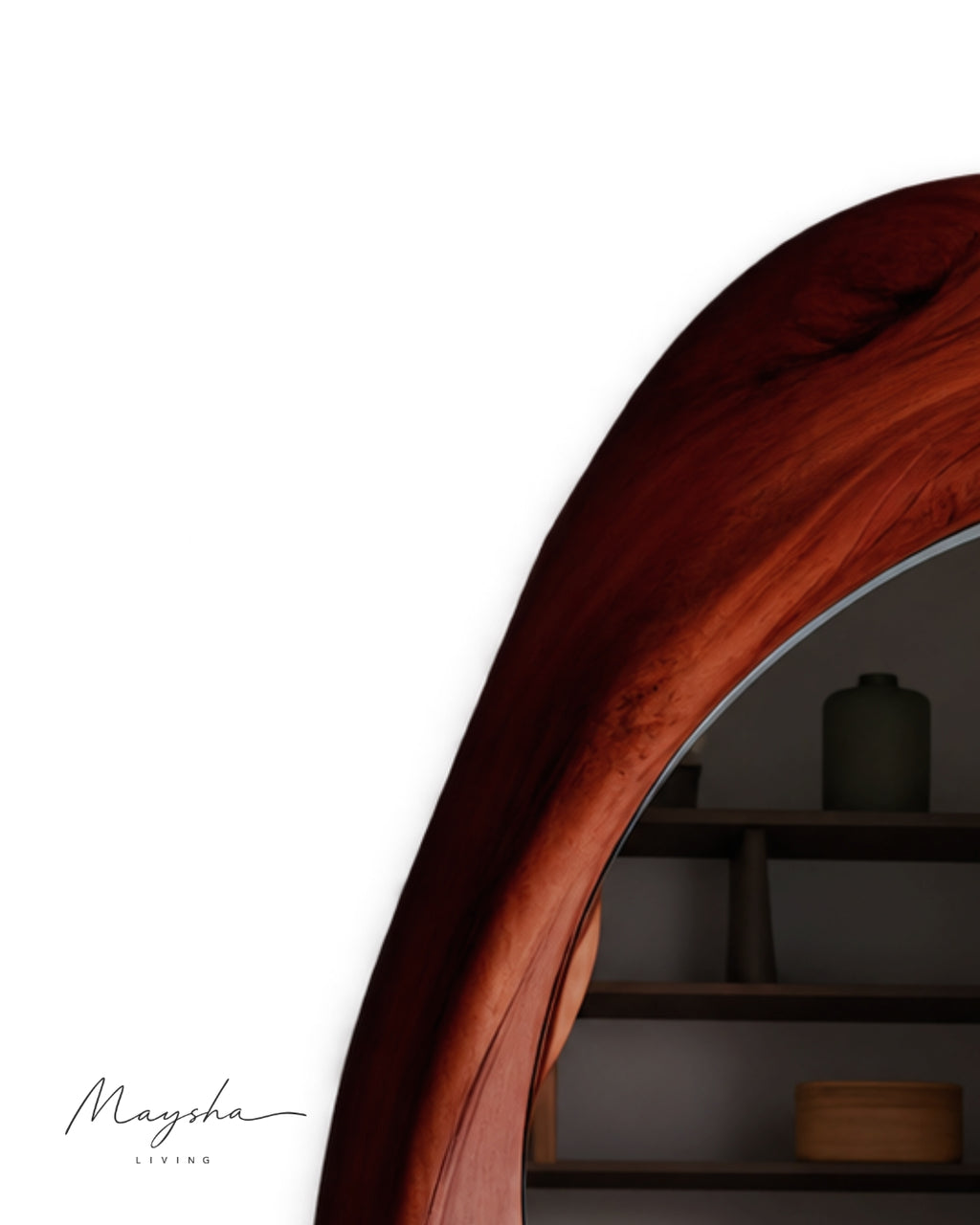 SERENVALE Organic Rounded Solid Wood Wall Mirror
