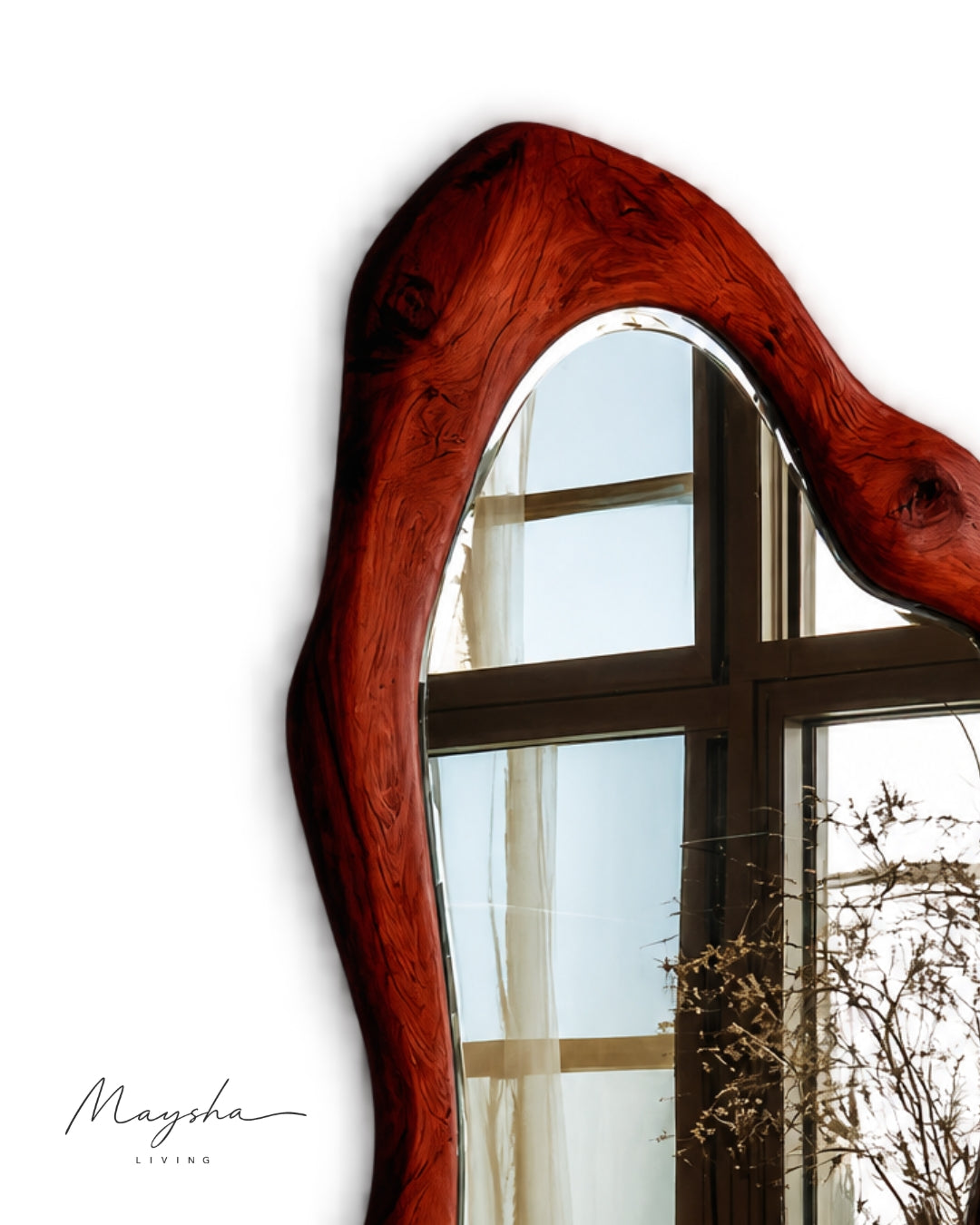 RIVENNA Live Edge Organic Freeform Solid Wood Wall Mirror