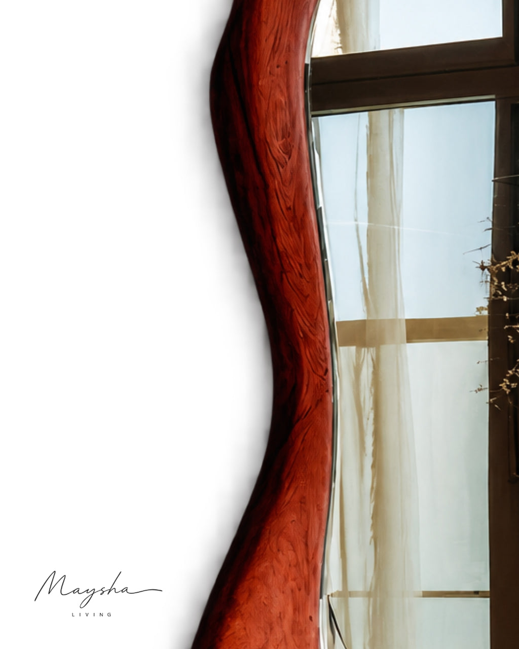 RIVENNA Live Edge Organic Freeform Solid Wood Wall Mirror