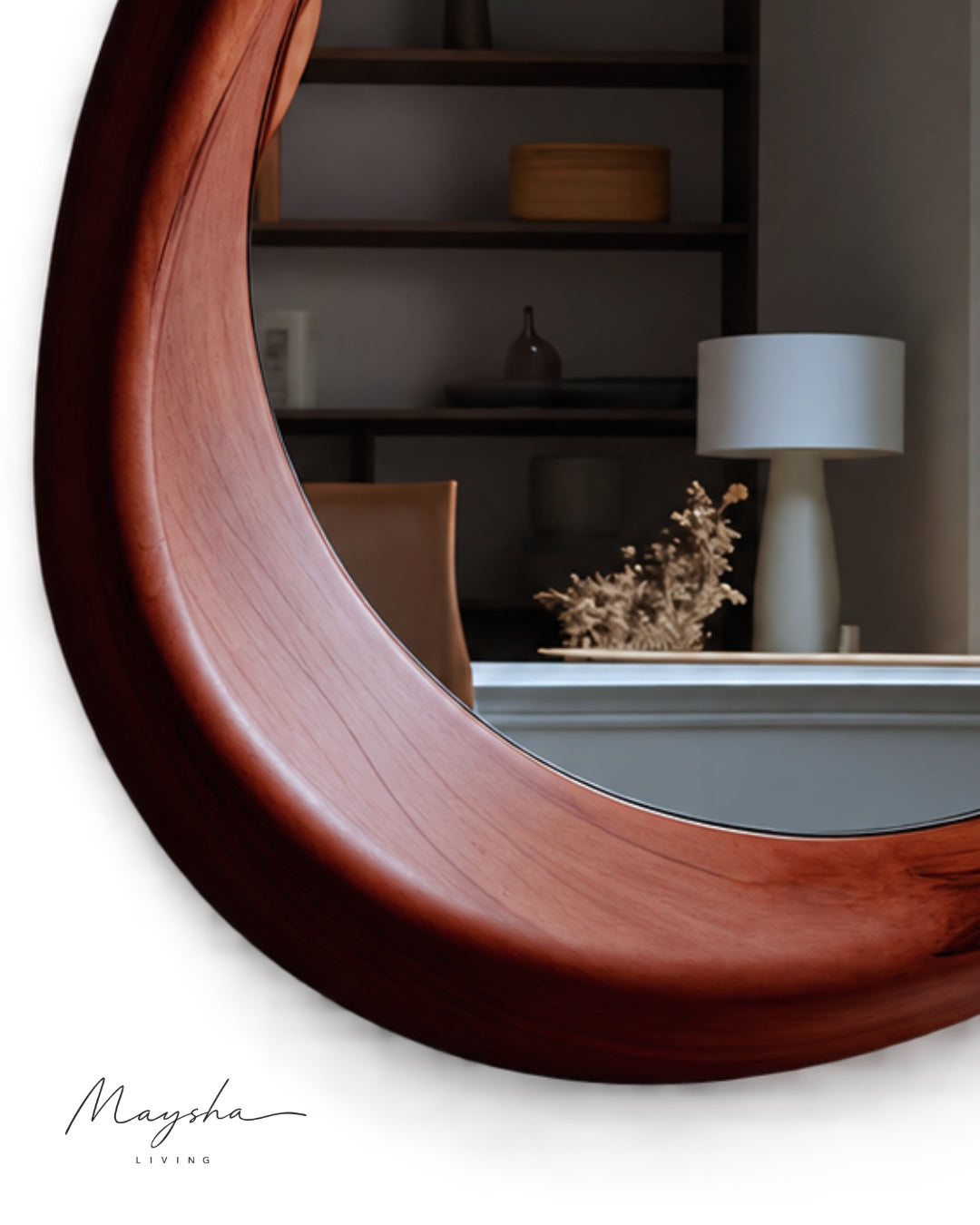SERENVALE Organic Rounded Solid Wood Wall Mirror