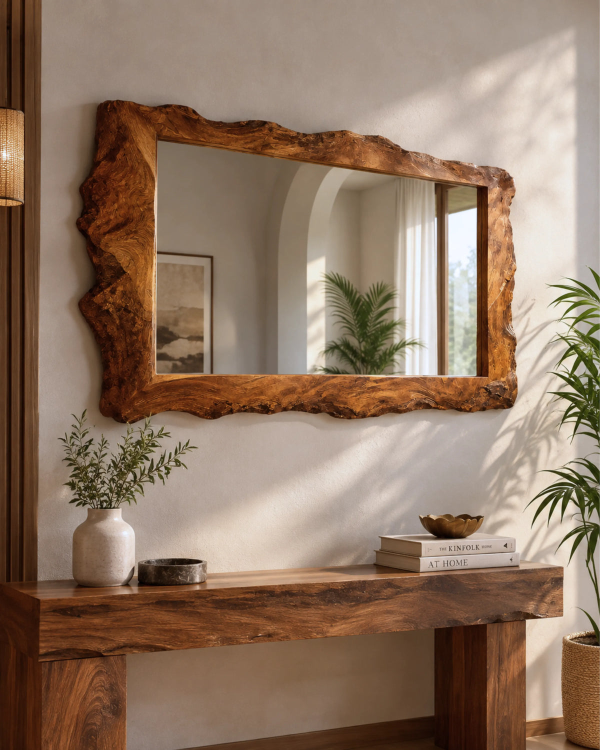 Kaelora Live Edge Solid Wood Wall Mirror