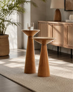 Solenna Honey Walnut Solid Wood Pedestal Side Table