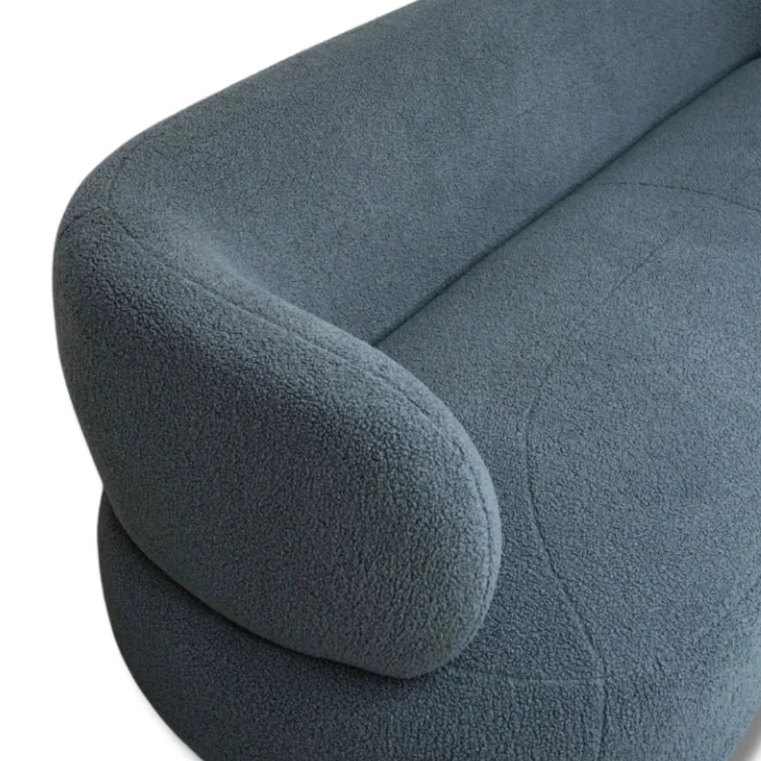 Zorique Curved Bouclé Obsidian Sofa