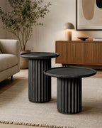 Veltris Obsidian Black Fluted Round Table
