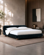 Striova Blue Velvet Low-Profile Bed