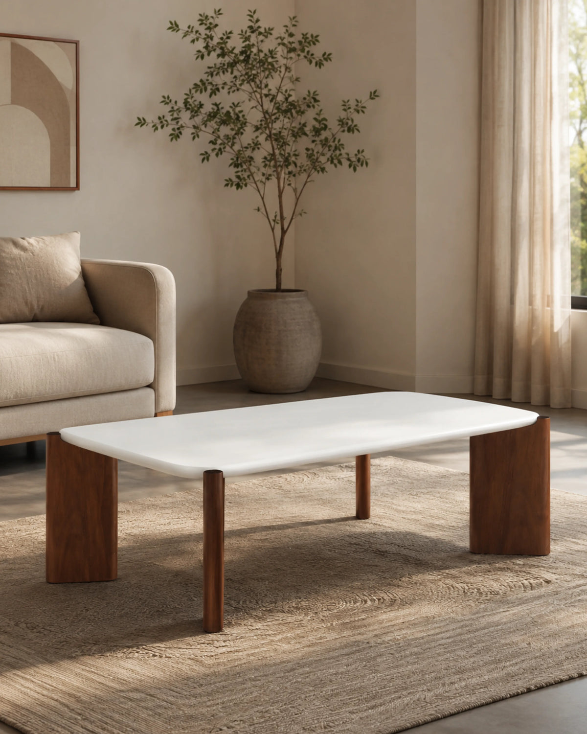 Vayrox  Coffee Table with Acacia Wood Legs