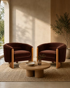 Sorvique Velvet Lounge Chair with Solid Wood Legs