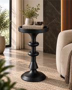 Novastix Solid Wood Side Table in Matte Black