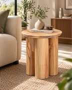 Solenna Solid Wood Pedestal Side Table
