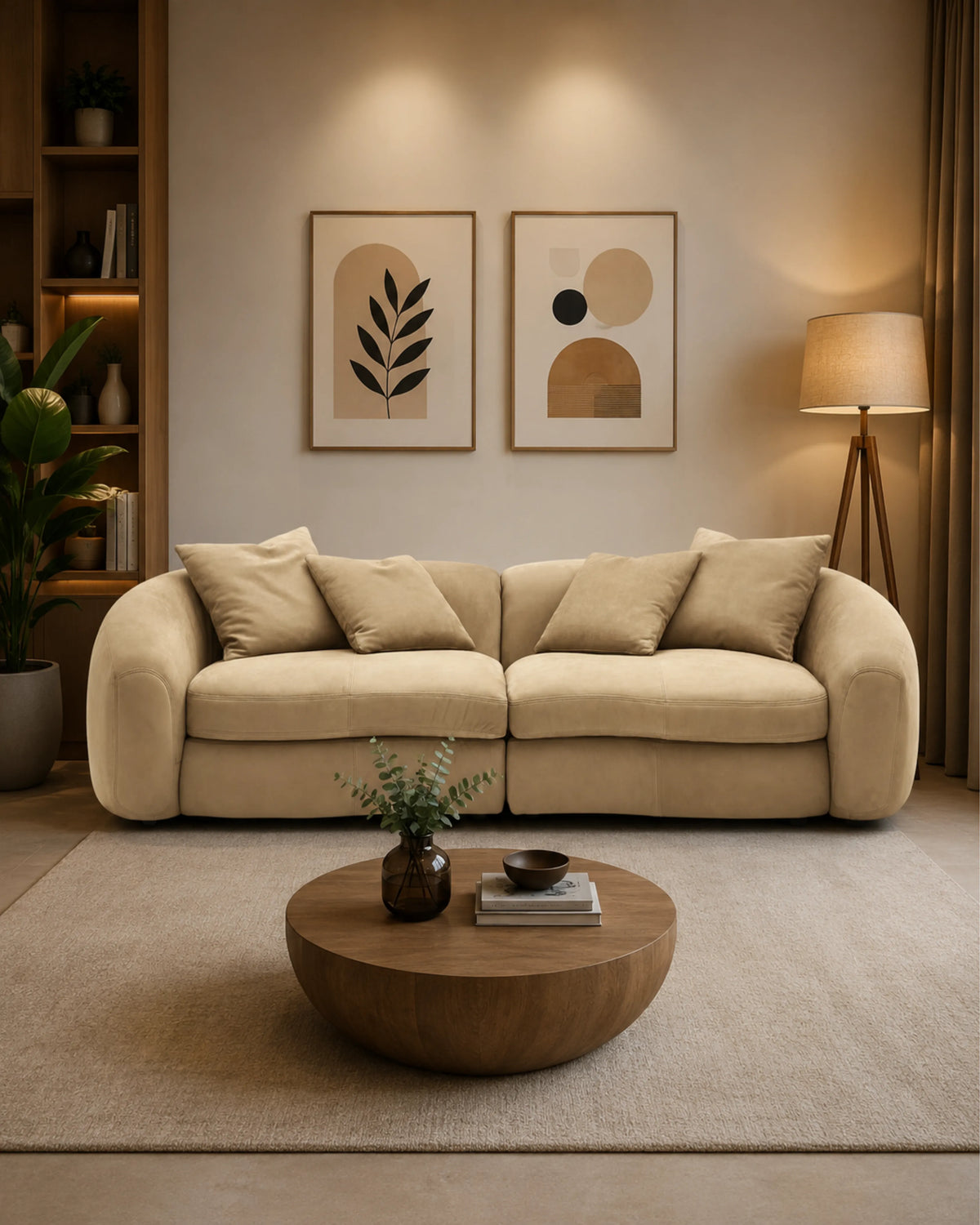 Elyndra Curved Leather Sofa