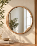 Amberlyn Organic Round Solid Mango Wood Wall Mirror