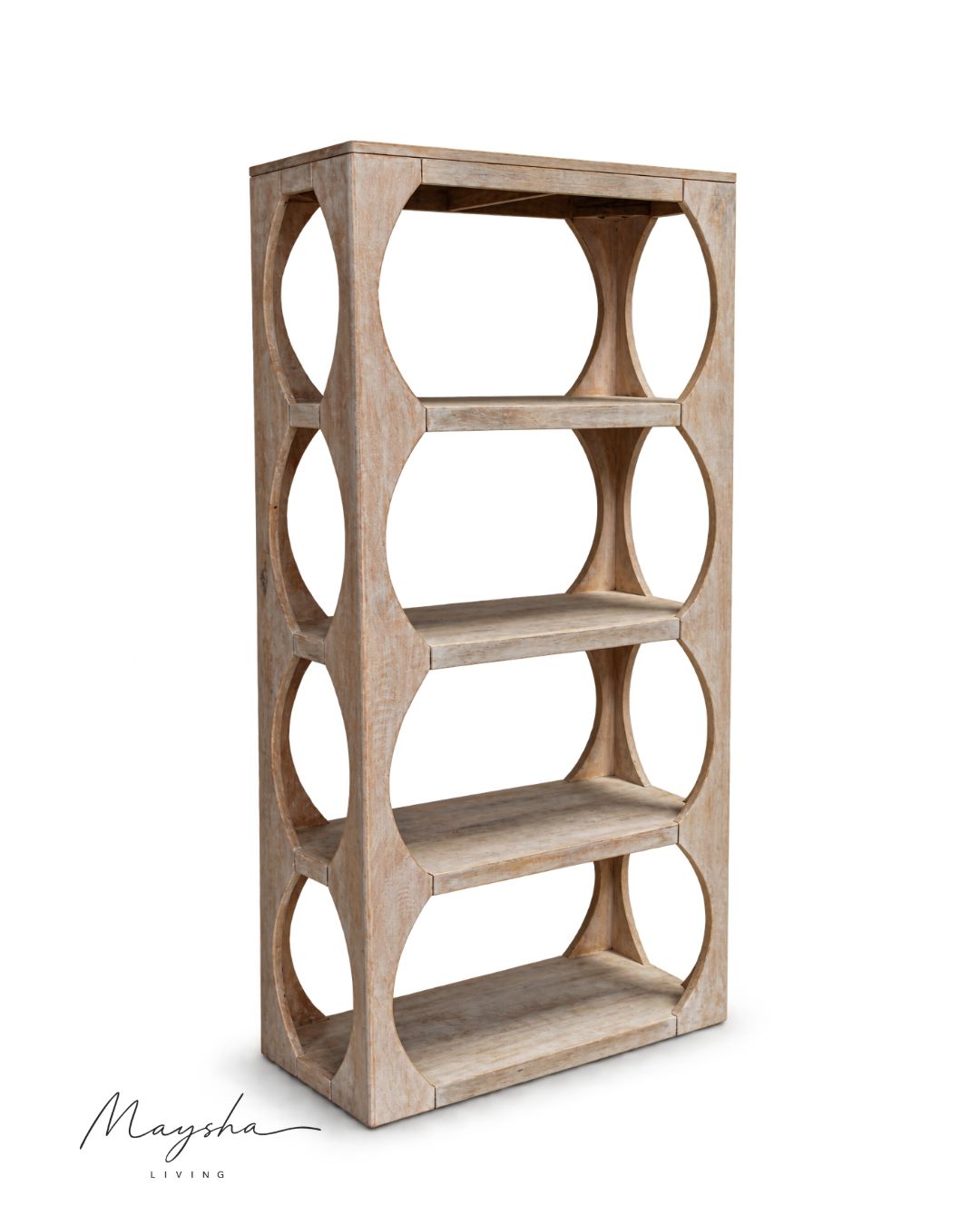 Velmora Solid Wood 4-Tier Open Bookshelf